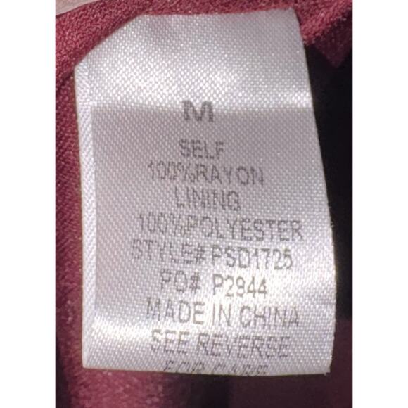 Polygram Burgundy Embroidered Lined Rayon Dress Size Medium - Picture 3 of 3